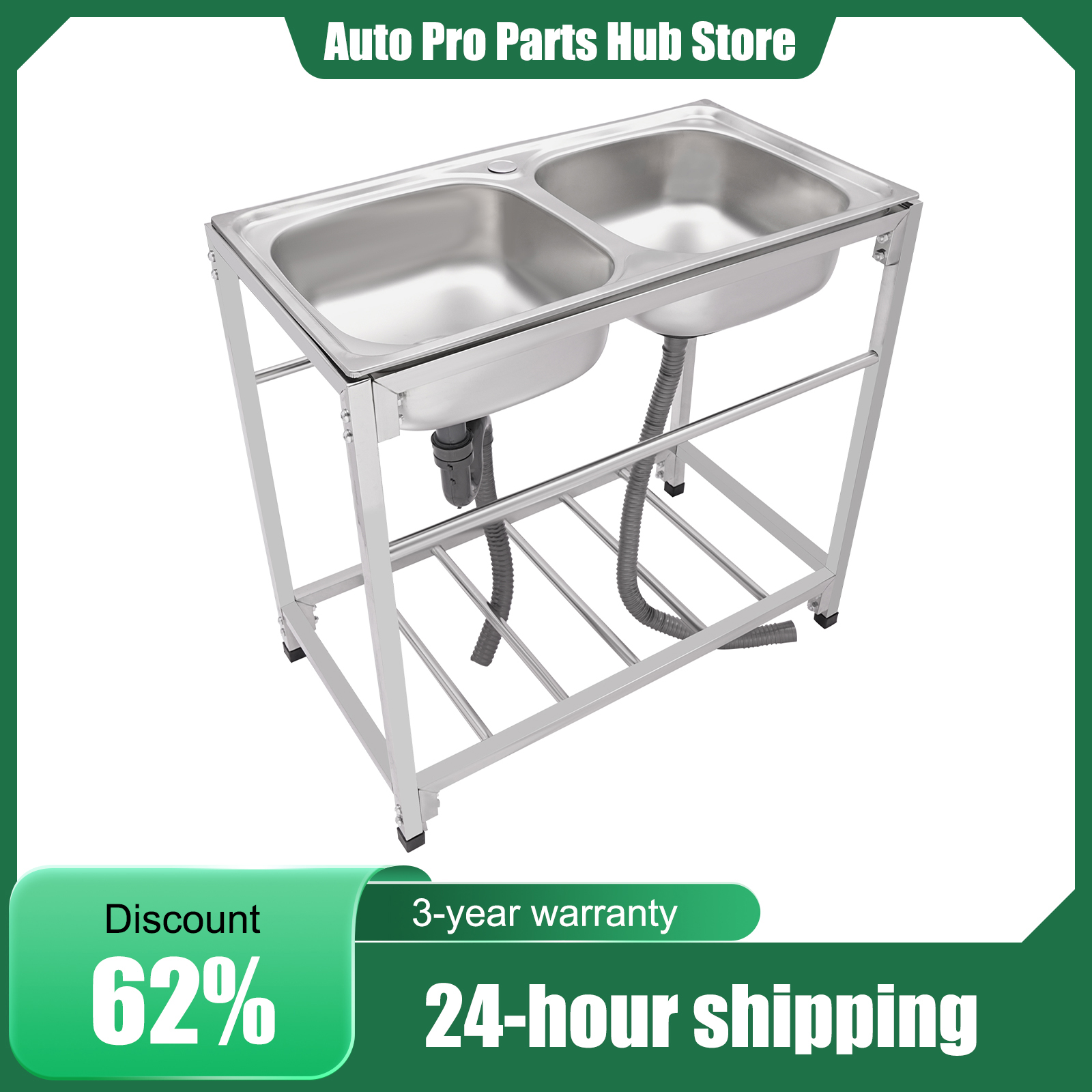 Commercial Kitchen Double Sink - Commercial Stainless Steel Sink, Kitchen Free