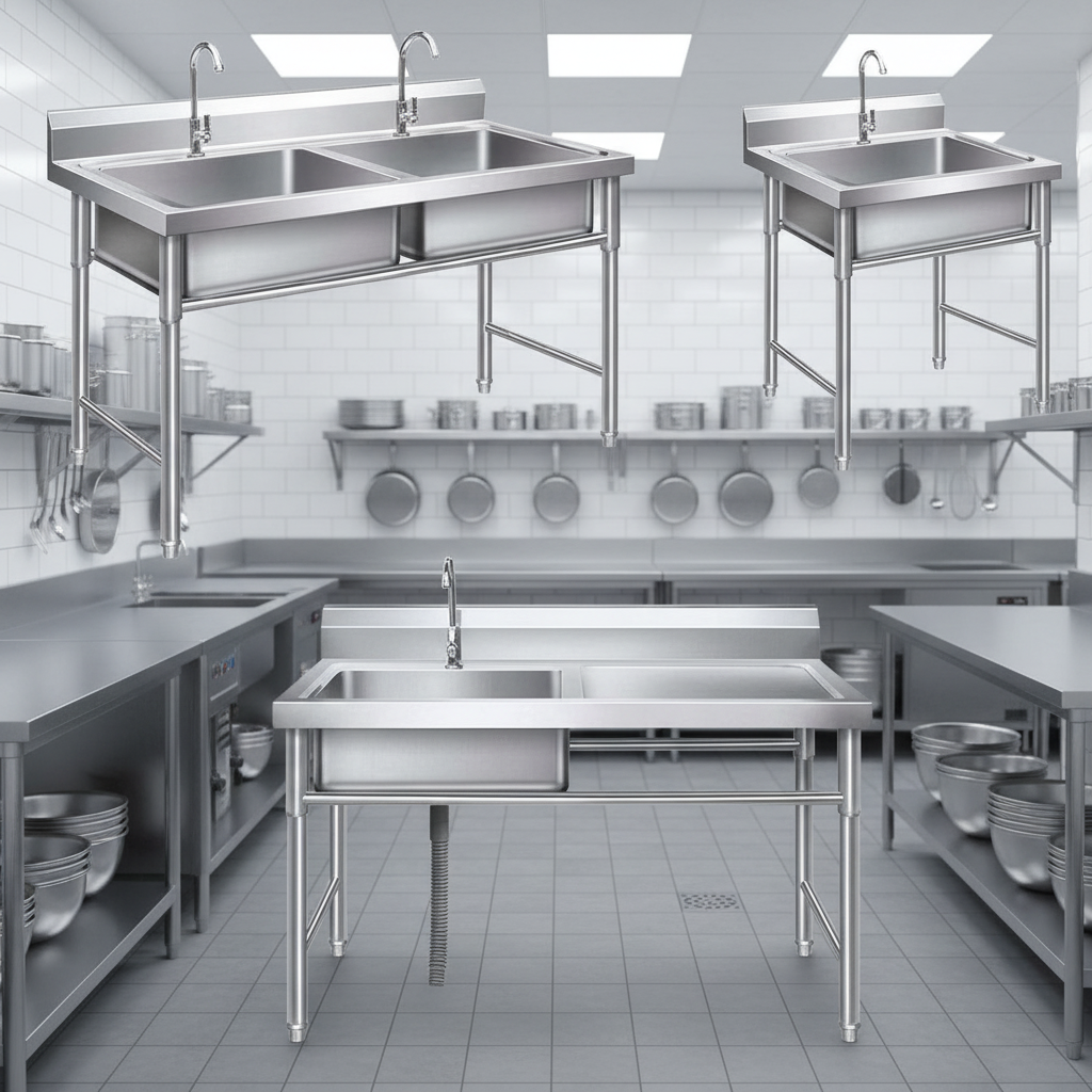 Commercial Kitchen Double Sink - Singapore Hot Selling Standard Size High