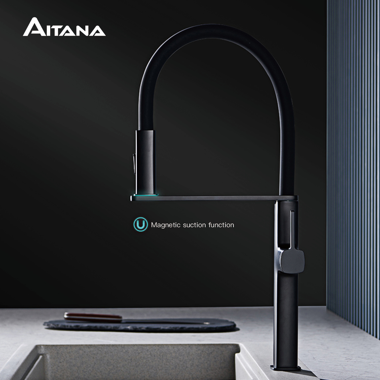 Commercial Kitchen Mixer Tap - Luxury black brass kitchen faucet with