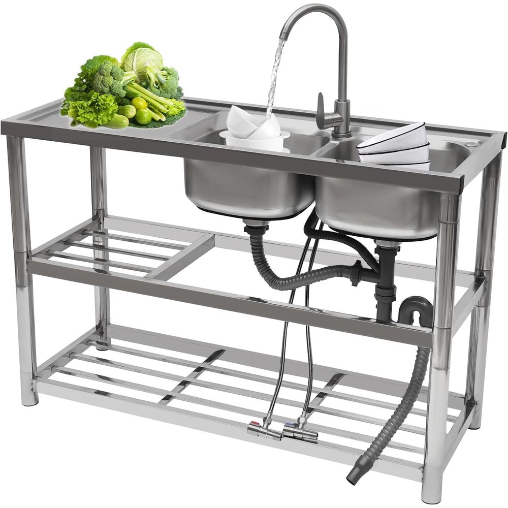 Commercial Kitchen Double Sink - Commercial Stainless Steel Double Bowl Kitchen