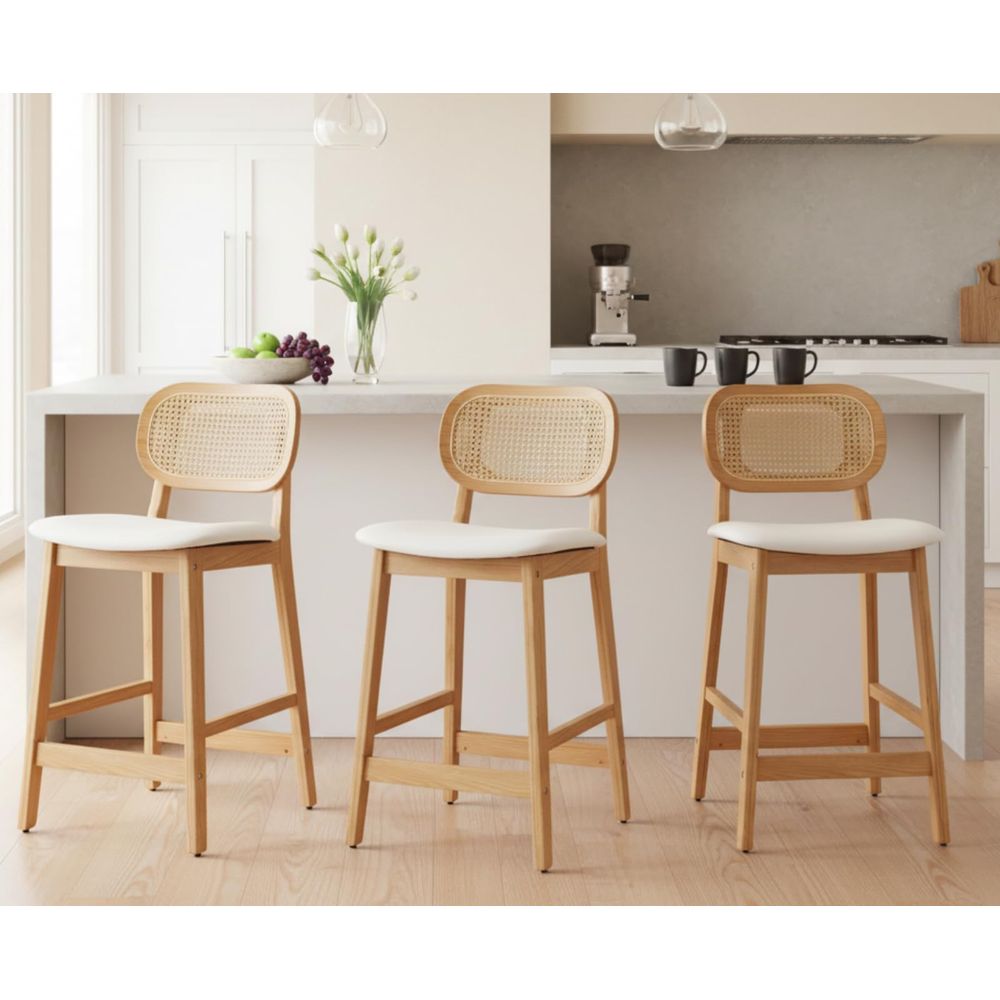 Commercial Kitchen Counter - Rattan Bar Stools Set of 3