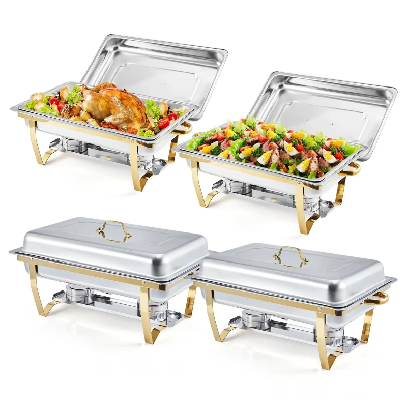 Bain Marie Food Warmer - 4 Pack Buffet Chafing Dish Set,