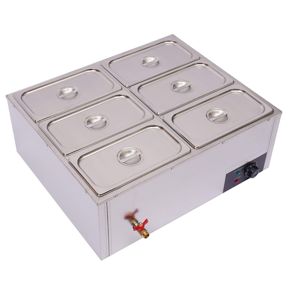 Bain Marie Food Warmer - 850W Commercial Electric Food Warmer, 6Pan