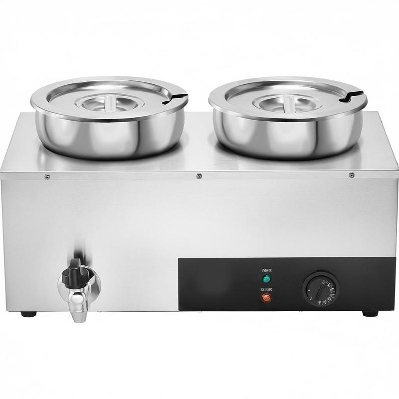 Bain Marie Food Warmer - Electric Soup Warmer, Dual 7.4QT Stainless