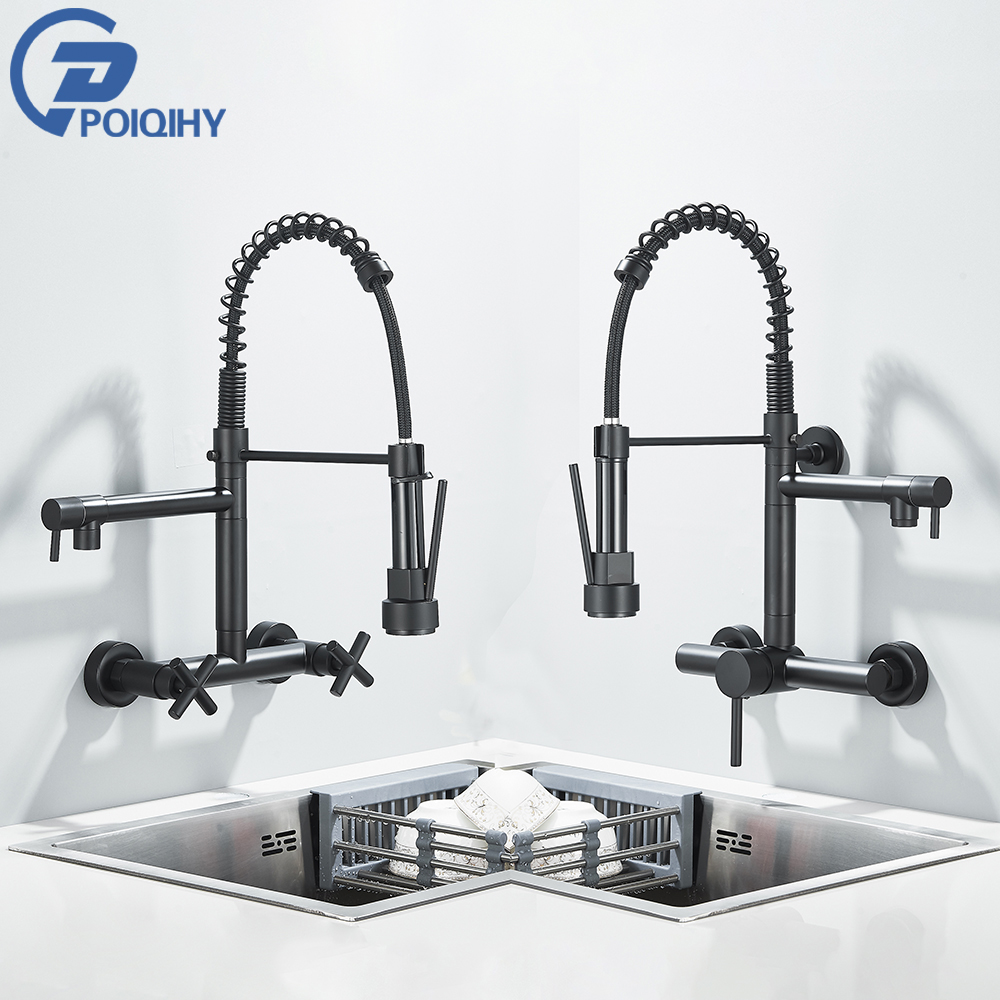 Commercial Kitchen Mixer Tap - Black Kitchen Faucet 360 Rotation Pull
