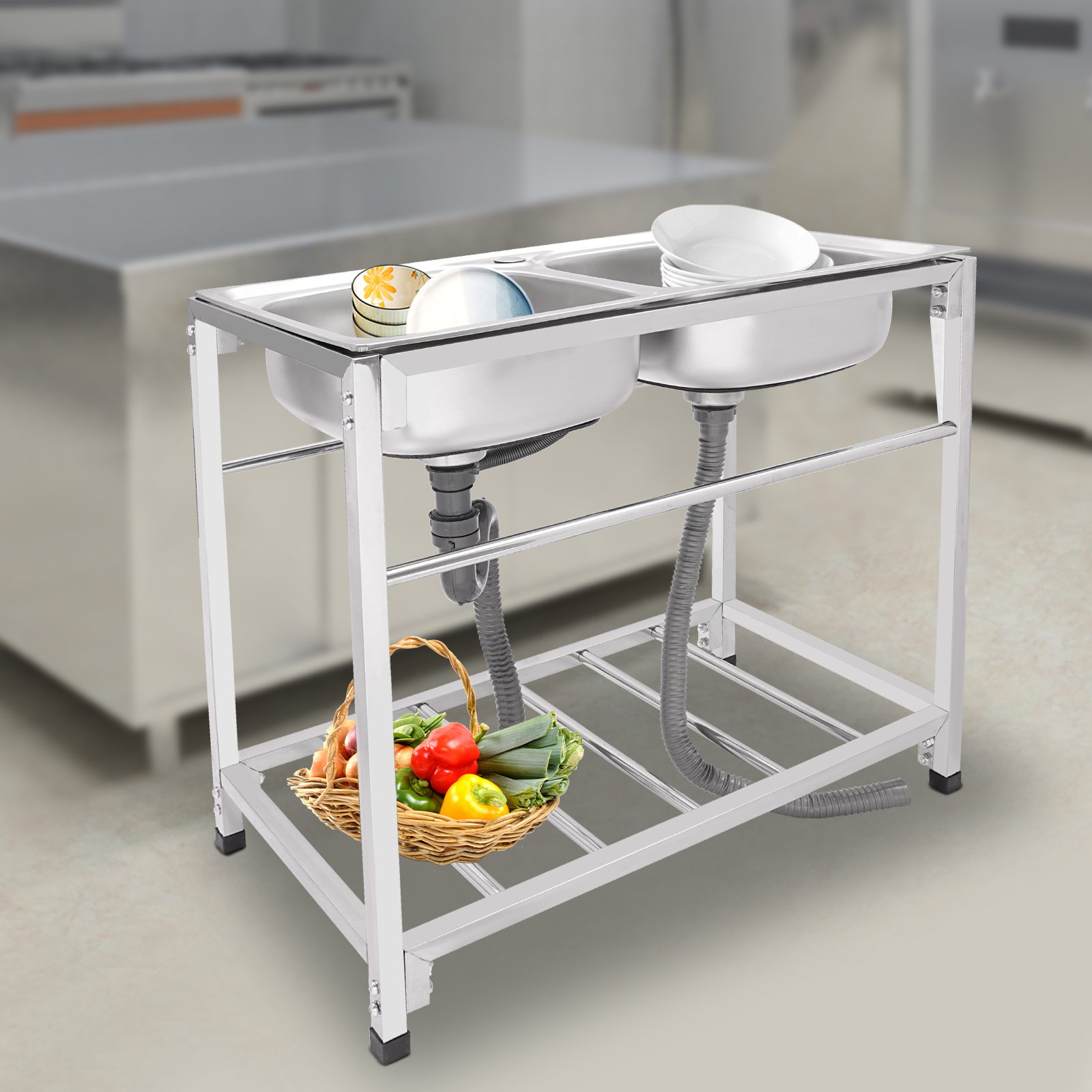 Commercial Stainless Steel Sin - مراجعة Commercial Kitchen Double Sink وسعره
