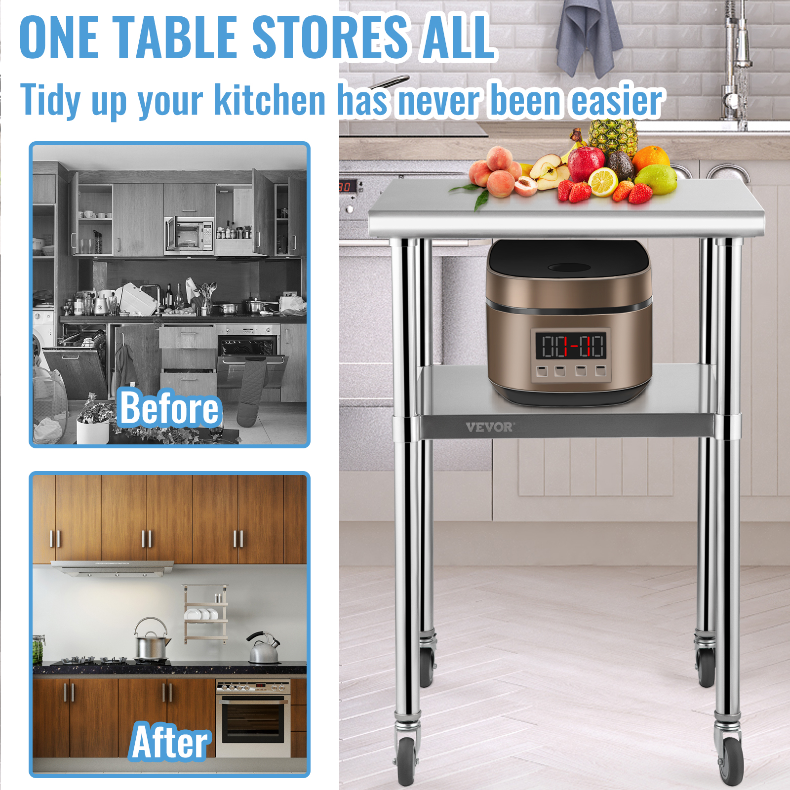 SucceBuy 24 x 24 in Stainless  - مراجعة Commercial Kitchen Bench وسعره