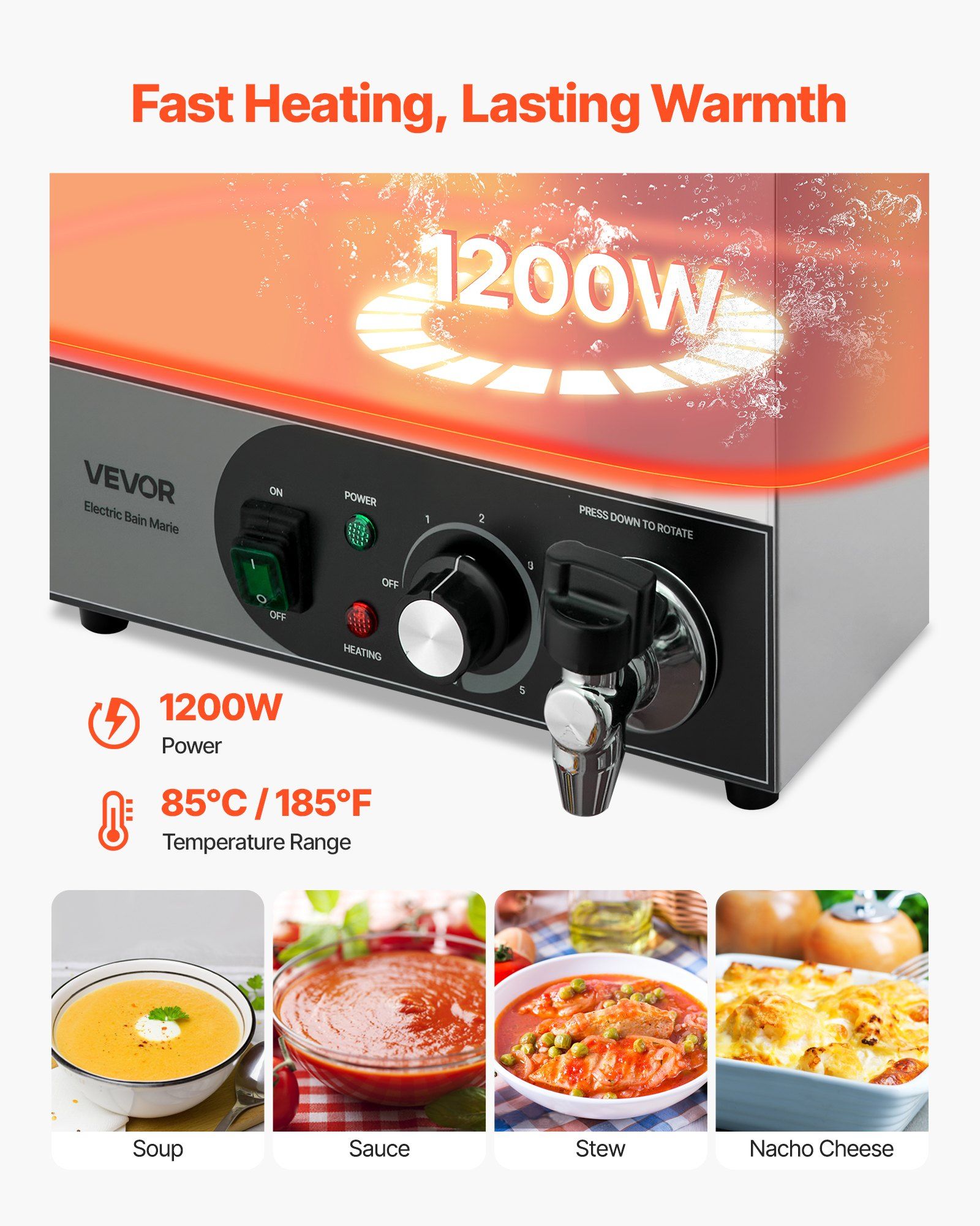 Commercial Food Warmer, 1200W  - مراجعة Bain Marie Food Warmer وسعره