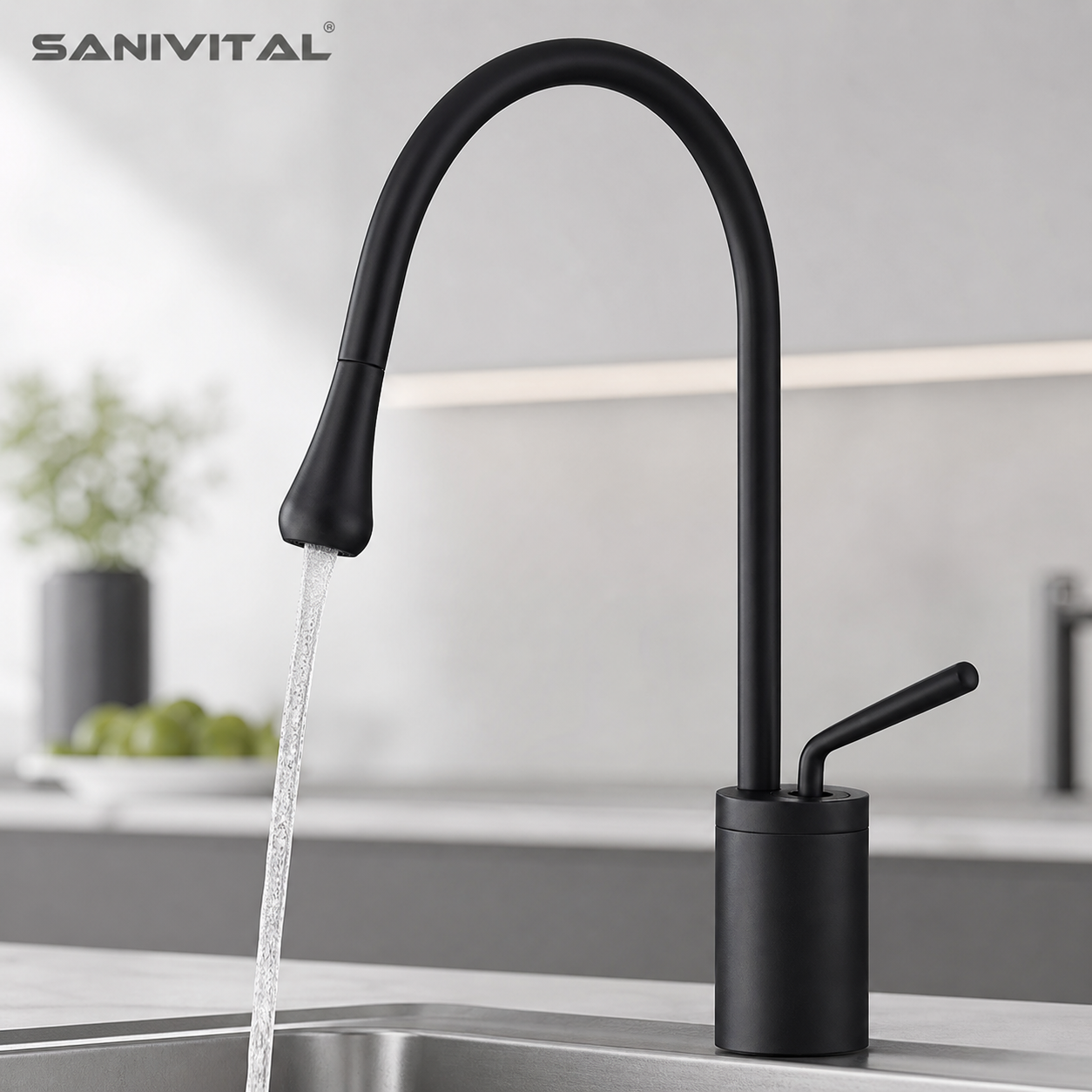 SANIVITAL Matte Black Goosenec - مراجعة Commercial Kitchen Mixer Tap وسعره