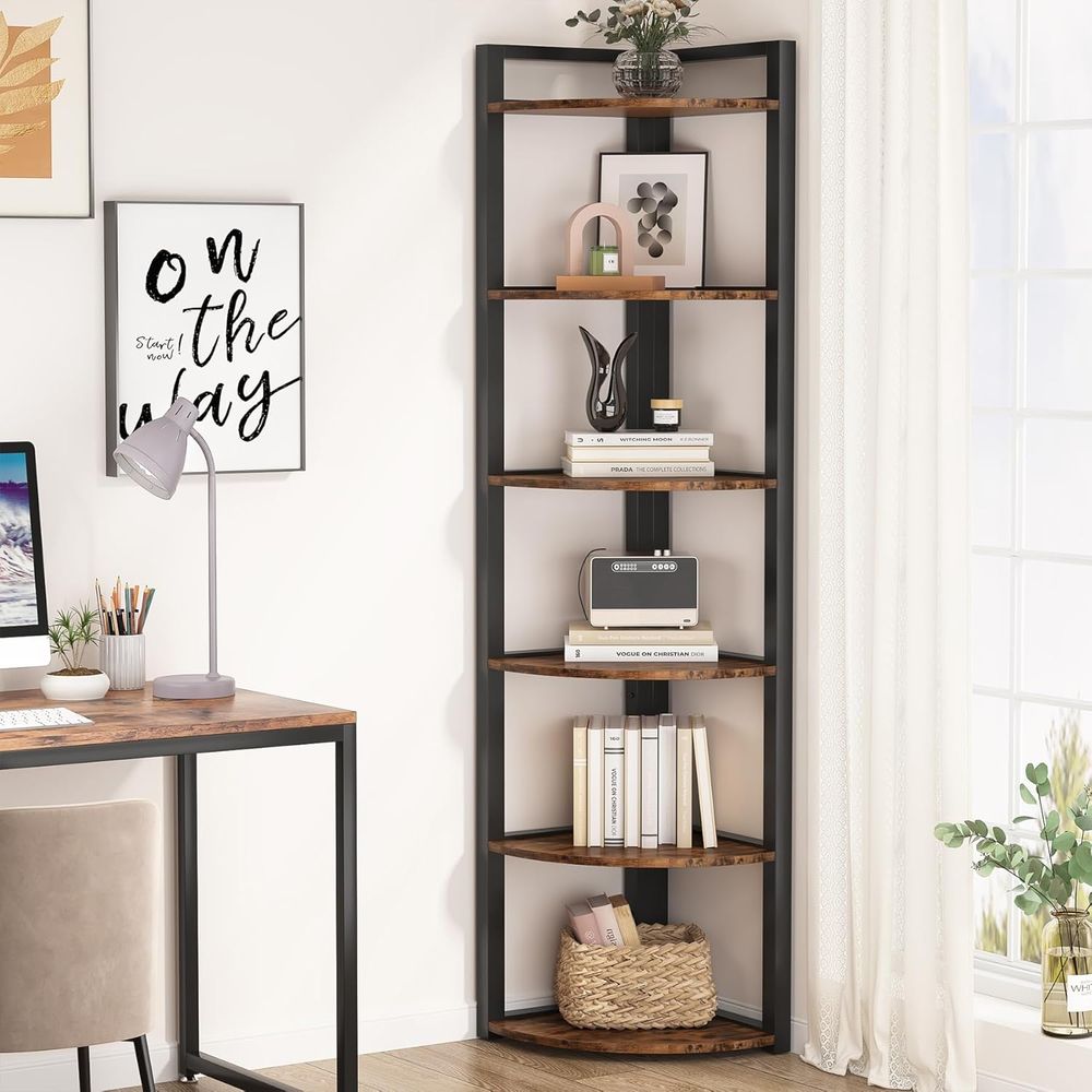 Rustic 6-Tier Bookshelf - 70.9 - مراجعة Commercial Kitchen Small Space وسعره