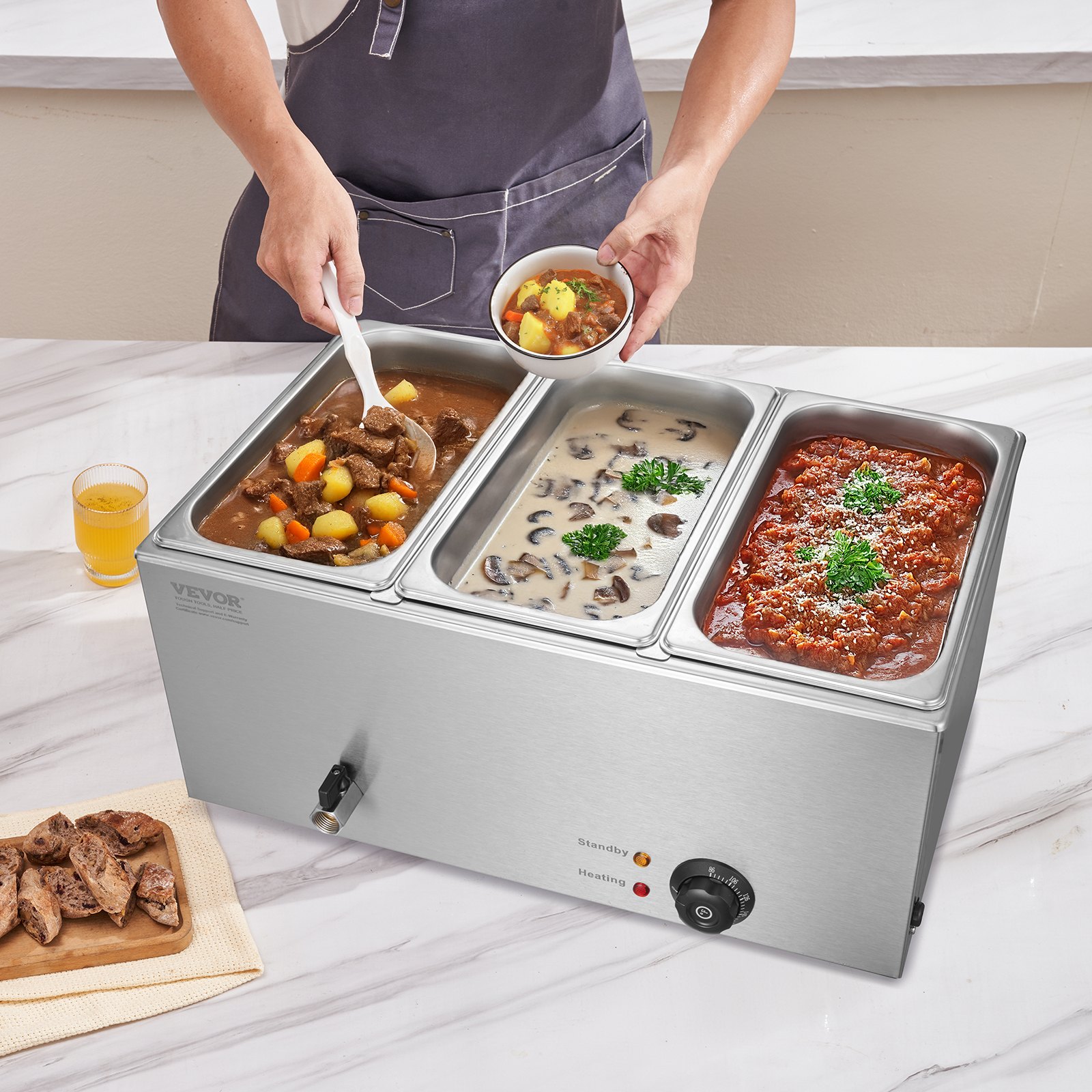 Commercial Electric Food Warme - مراجعة Bain Marie Food Warmer وسعره