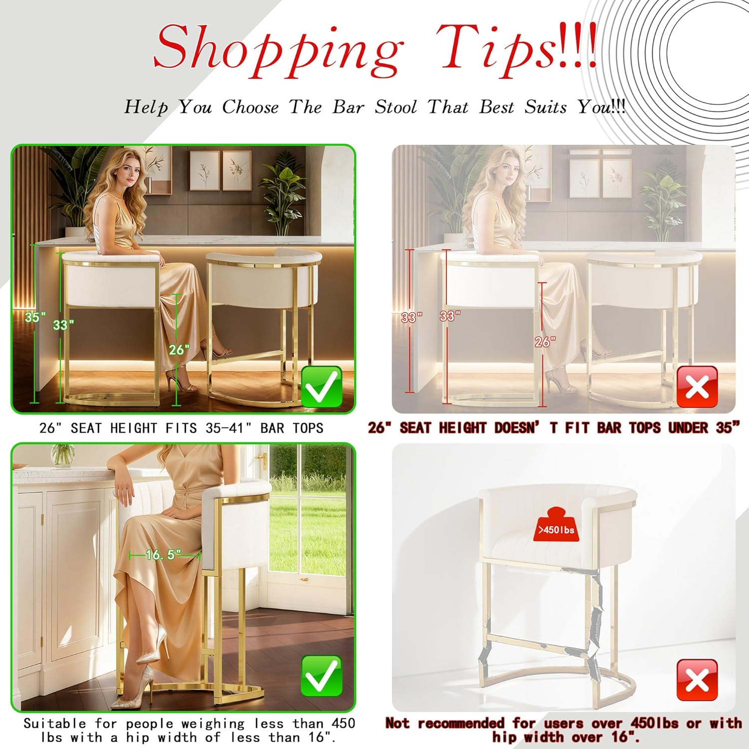 26in Upholstered Counter Heigh - مراجعة Commercial Kitchen Counter وسعره