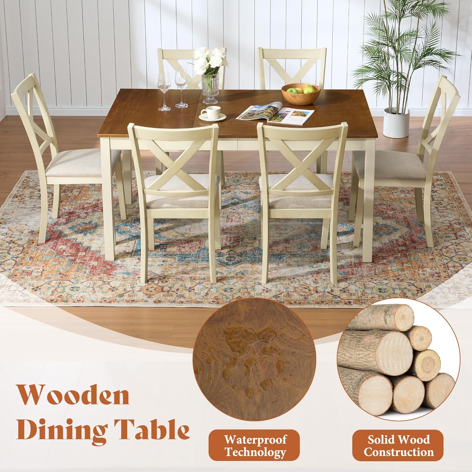 7-Piece Solid Wood Dining Tabl - مراجعة Commercial Kitchen Bench وسعره