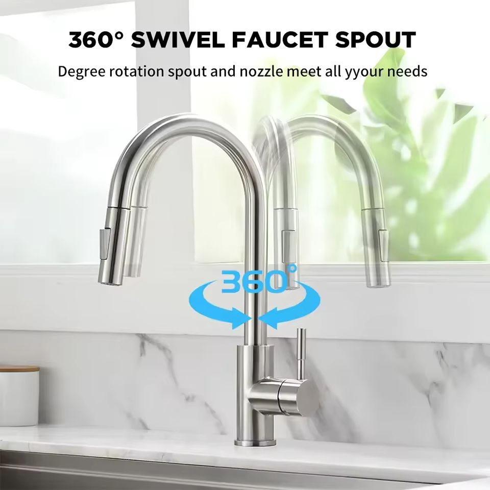 Black silver kitchen faucet, d - مراجعة Commercial Kitchen Mixer Tap وسعره