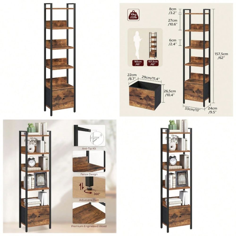 6Tier Bookcase With Drawer, Sm - مراجعة Commercial Kitchen Small Space وسعره
