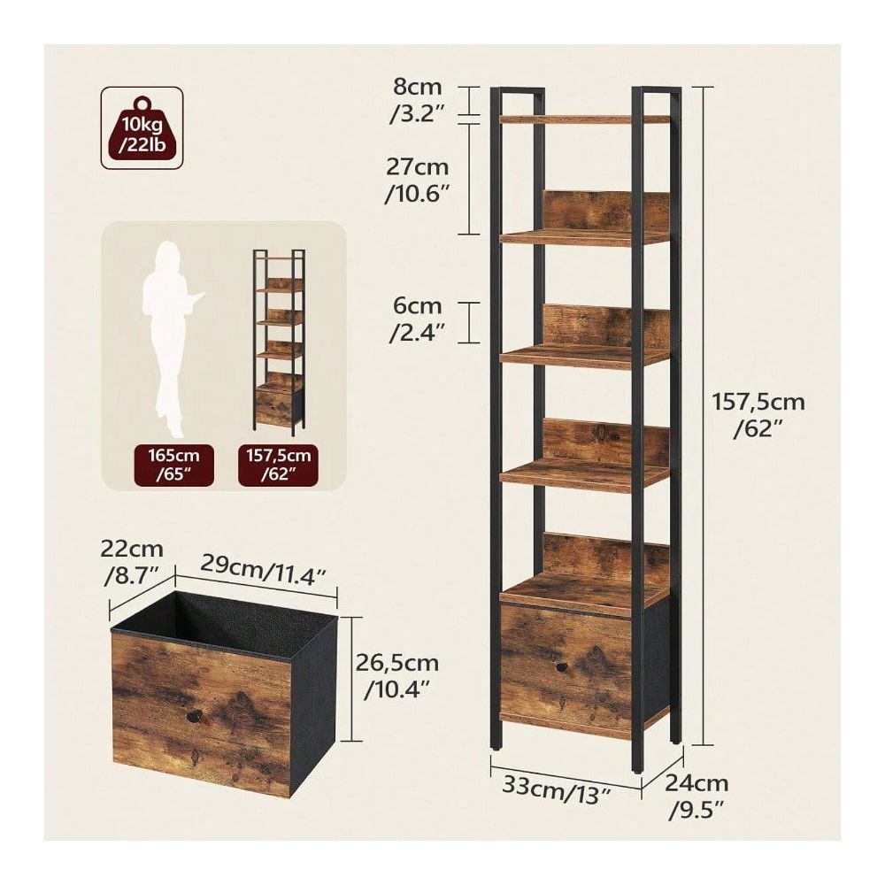 6Tier Bookcase With Drawer, Sm - مراجعة Commercial Kitchen Small Space وسعره