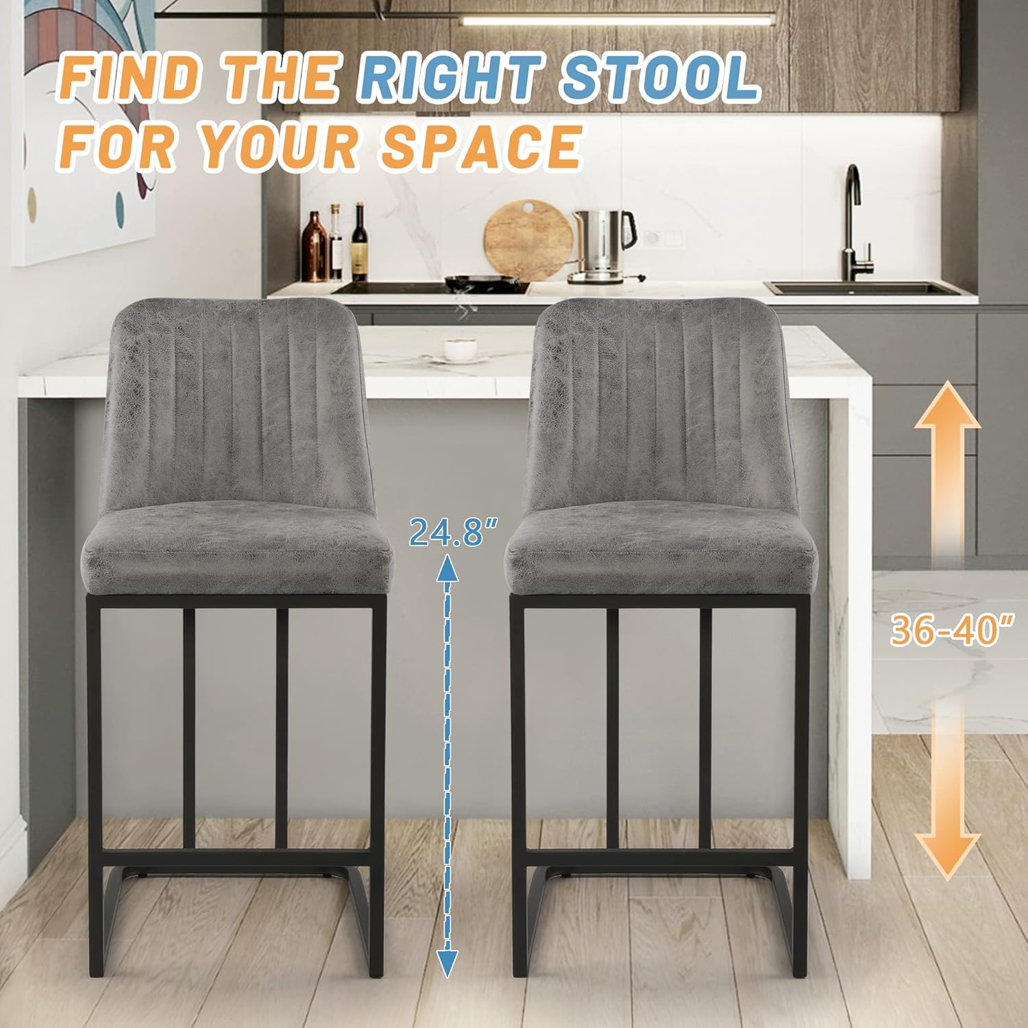 24.8 inch Bar Stools Set of 4, - مراجعة Commercial Kitchen Counter وسعره
