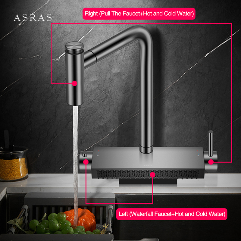 Black Brass Waterfall Faucet H - مراجعة Commercial Kitchen Mixer Tap وسعره