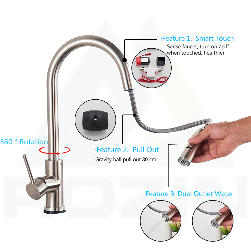 Rozin Smart Touch Kitchen Fauc - مراجعة Commercial Kitchen Mixer Tap وسعره