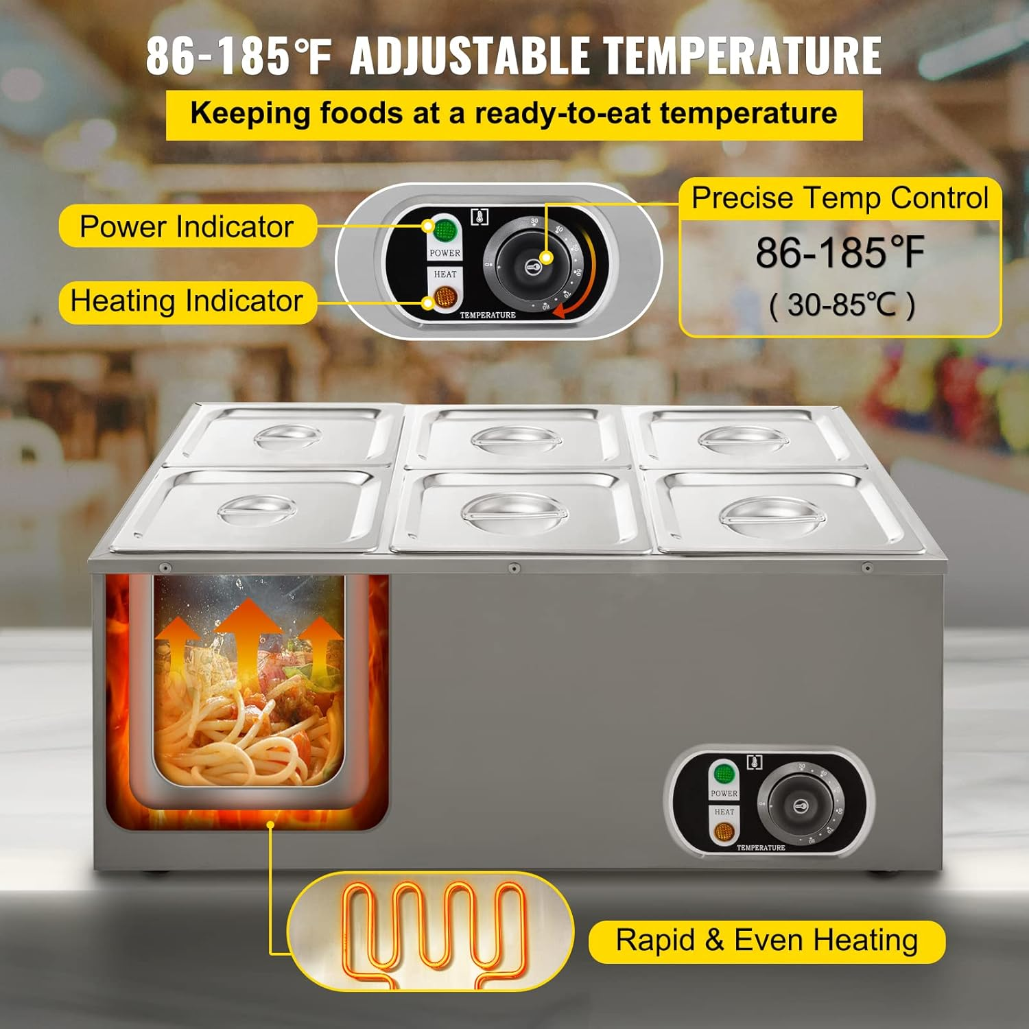 6 Tanks Commercial Bain Marie  - مراجعة Bain Marie Food Warmer وسعره