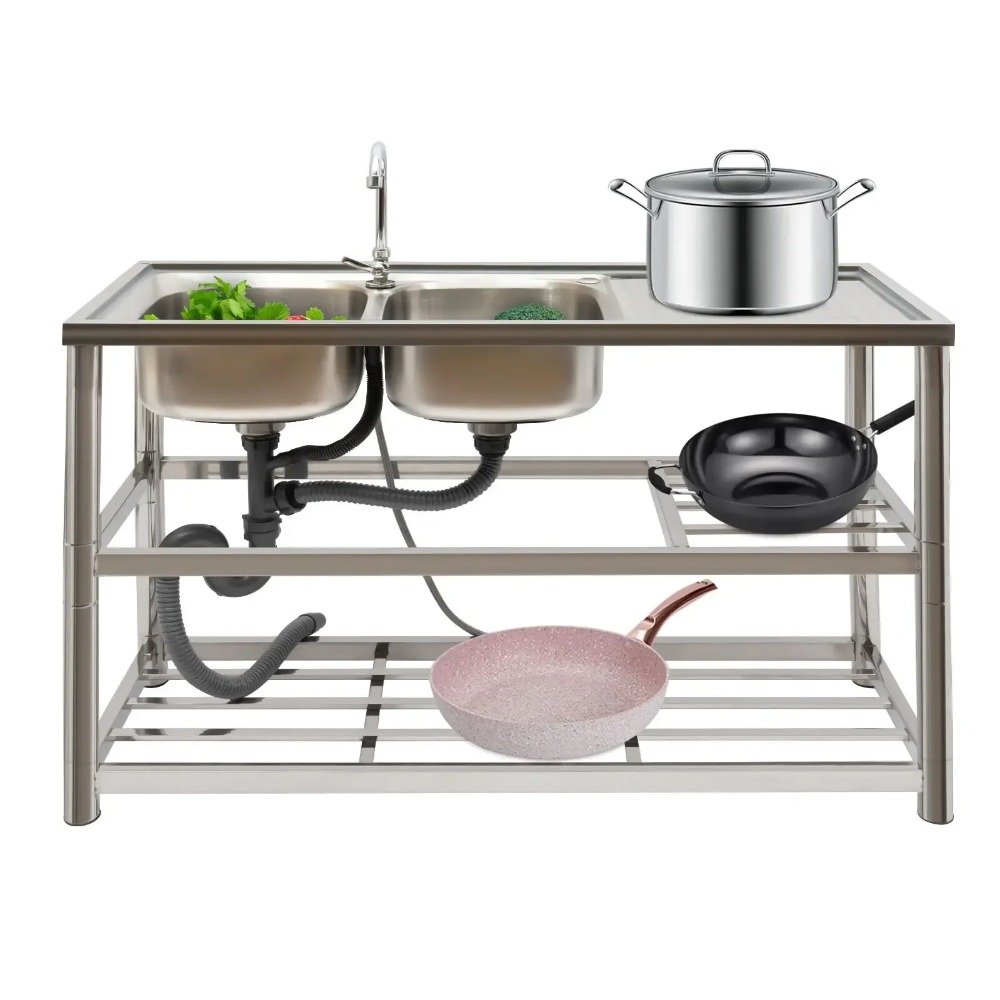 Stainless Steel Kitchen Sink,2 - مراجعة Commercial Kitchen Double Sink وسعره