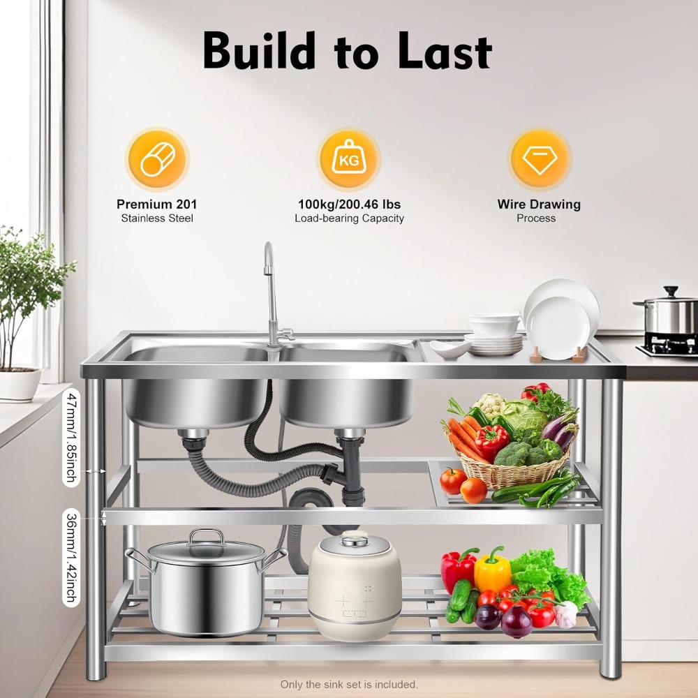 Stainless Steel Kitchen Sink,2 - مراجعة Commercial Kitchen Double Sink وسعره