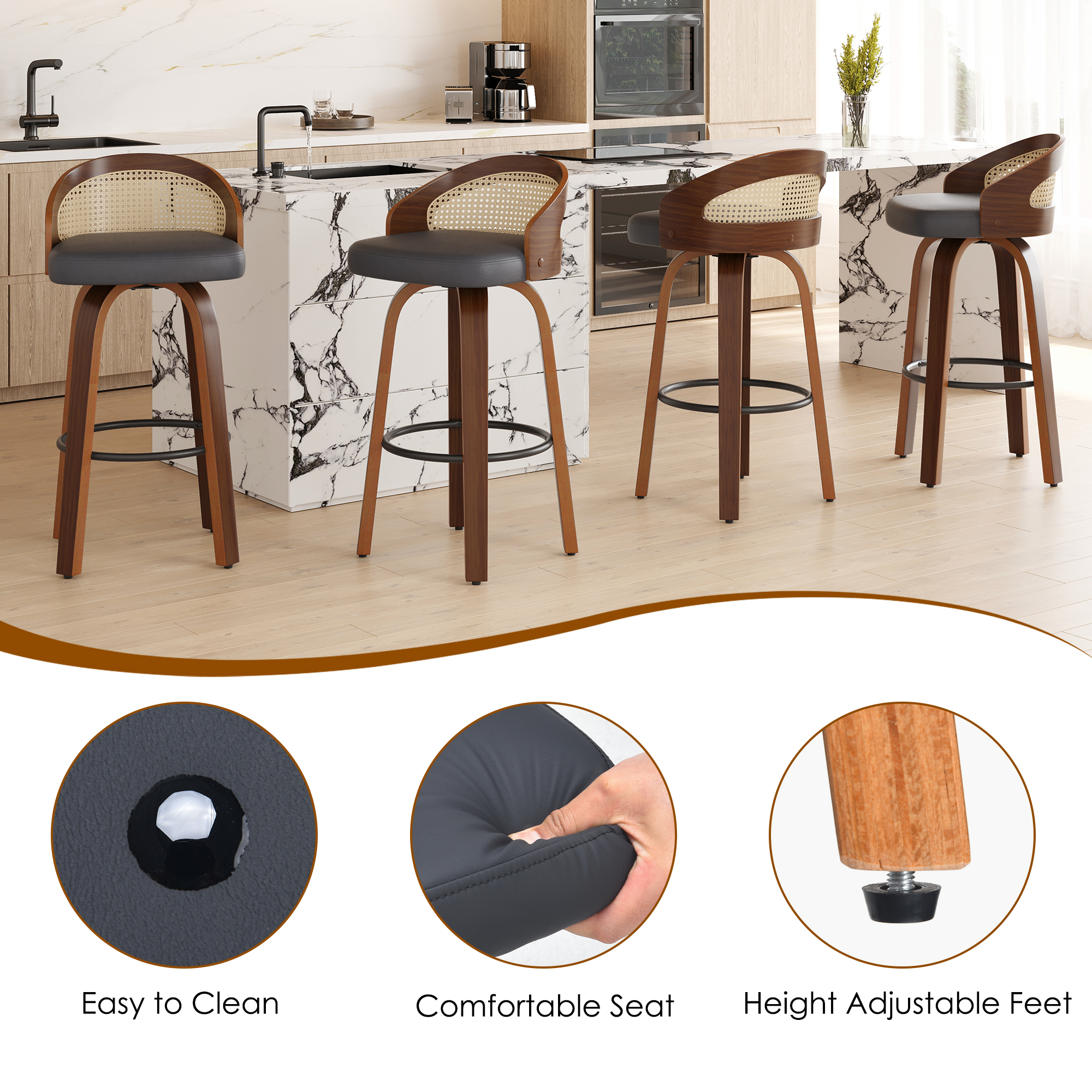 Set of 2 Swivel Bar Stools, Mo - مراجعة Commercial Kitchen Counter وسعره