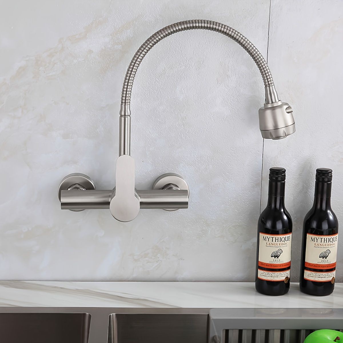 Wall-mounted kitchen faucet, s - مراجعة Commercial Kitchen Double Sink وسعره