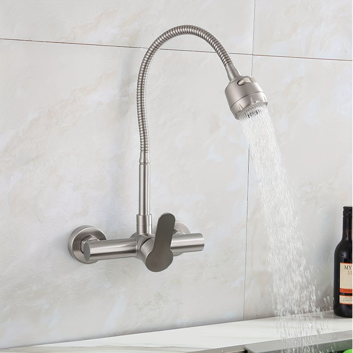 Wall-mounted kitchen faucet, s - مراجعة Commercial Kitchen Double Sink وسعره