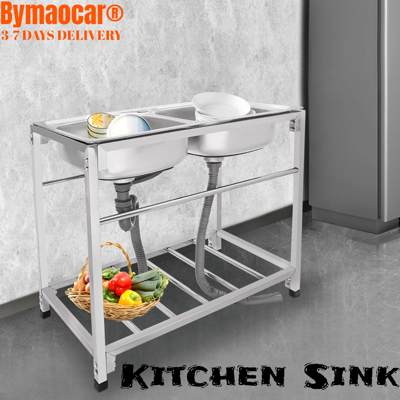 Free Standing Kitchen Commerci - مراجعة Commercial Kitchen Double Sink وسعره