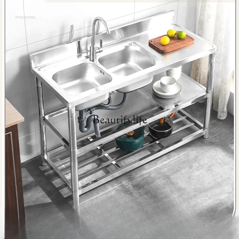 Thickened Modern Kitchen Sinks - مراجعة Commercial Kitchen Double Sink وسعره