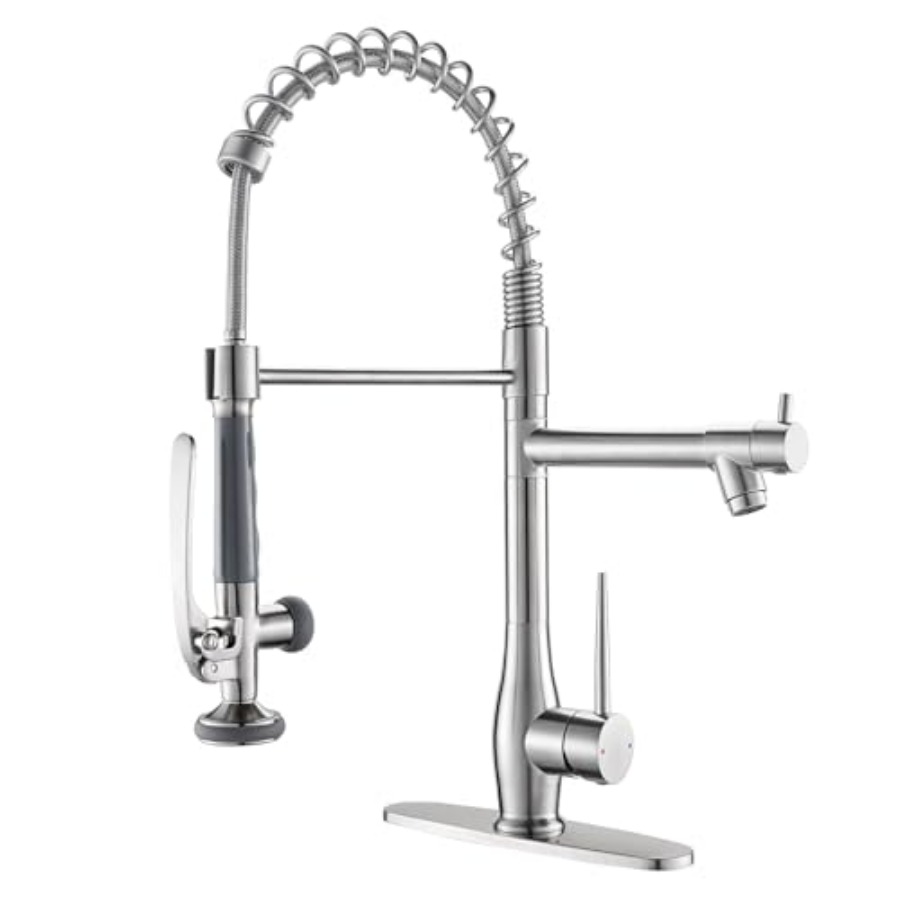 Kitchen Faucet with Pull Down  - مراجعة Commercial Kitchen Double Sink وسعره