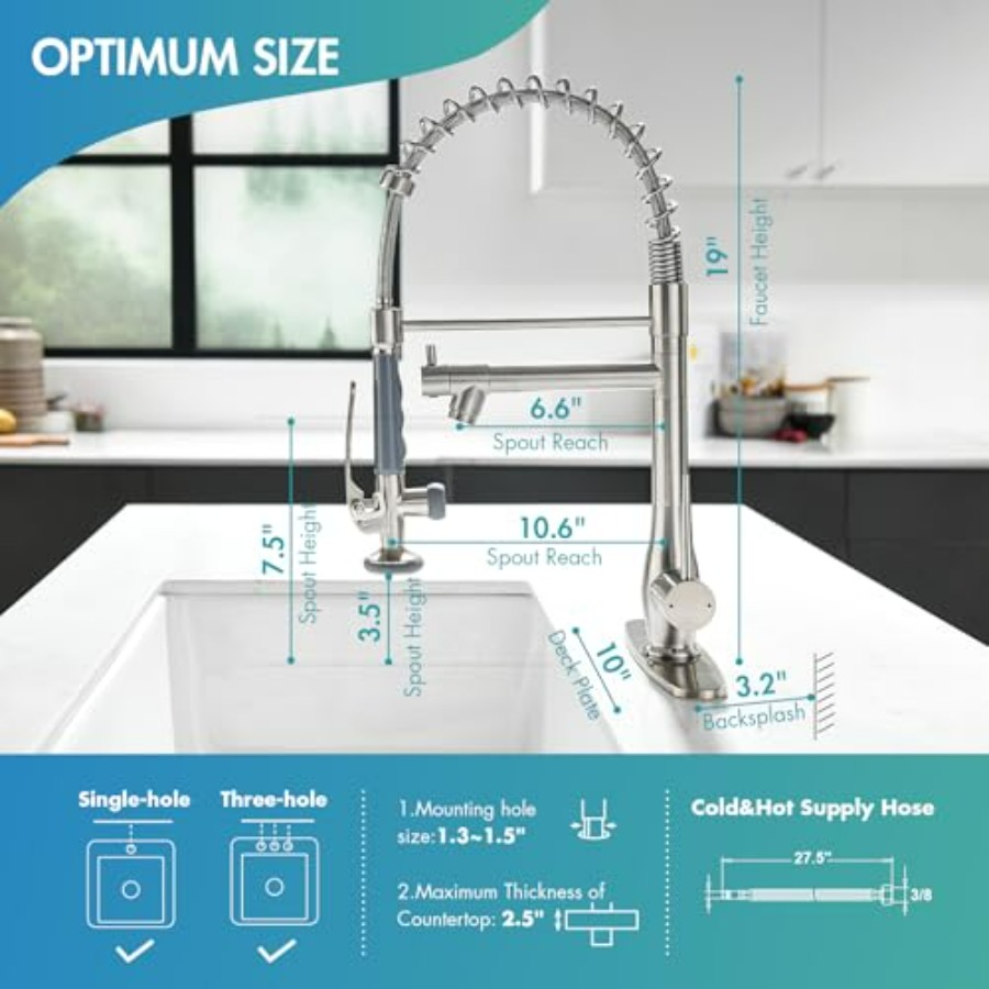 Kitchen Faucet with Pull Down  - مراجعة Commercial Kitchen Double Sink وسعره