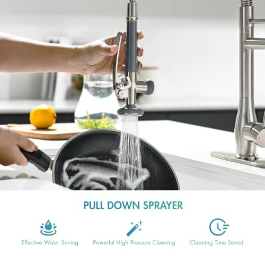 Kitchen Faucet with Pull Down  - مراجعة Commercial Kitchen Double Sink وسعره