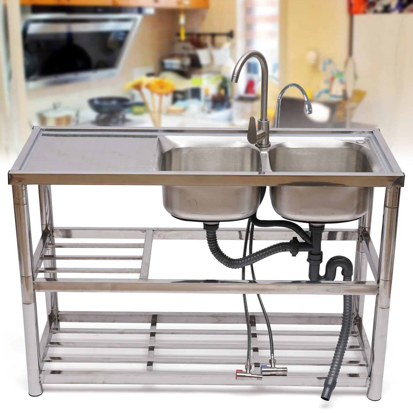 Stainless Steel 2 Compartment  - مراجعة Commercial Kitchen Double Sink وسعره