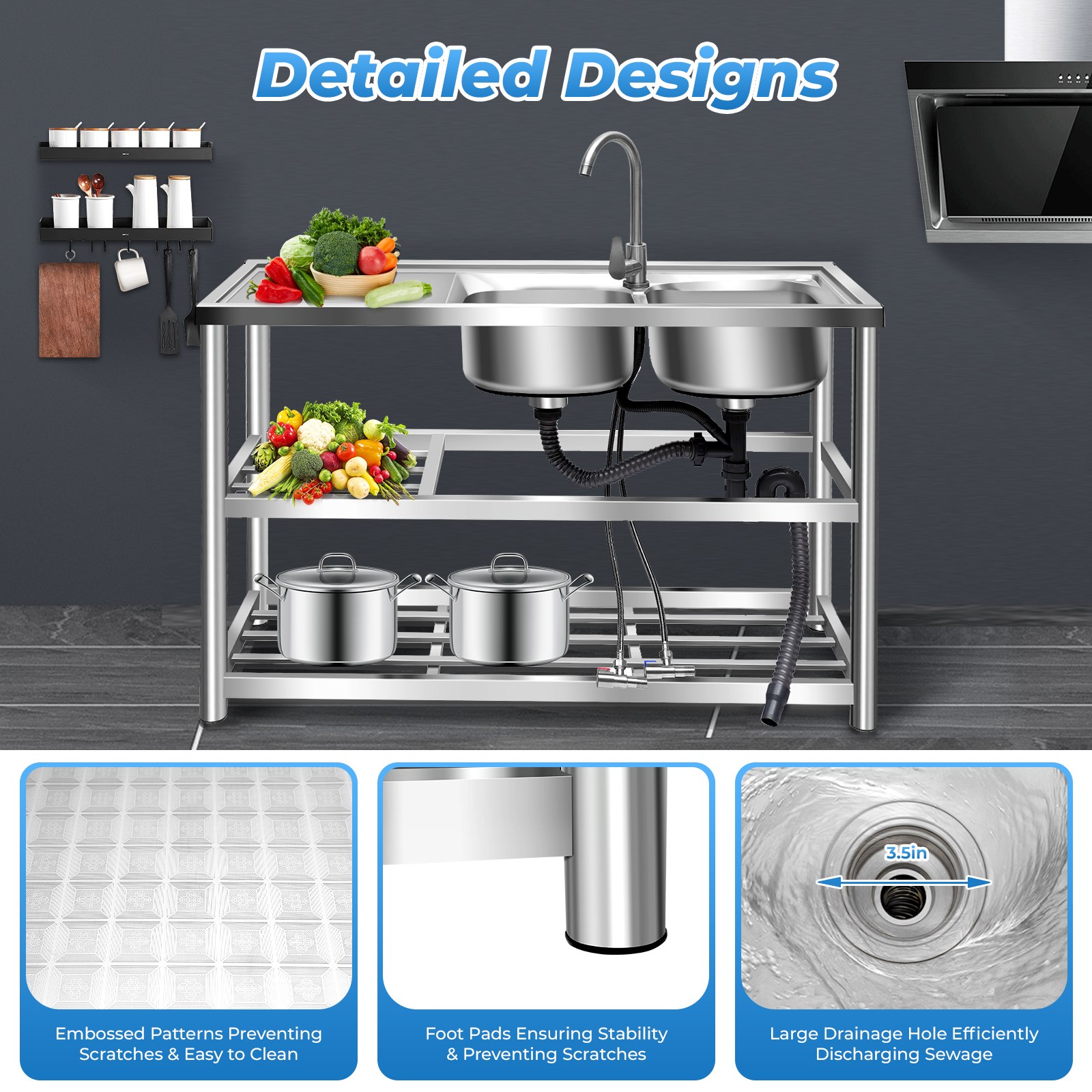 Stainless Steel Sink Commercia - مراجعة Commercial Kitchen Double Sink وسعره