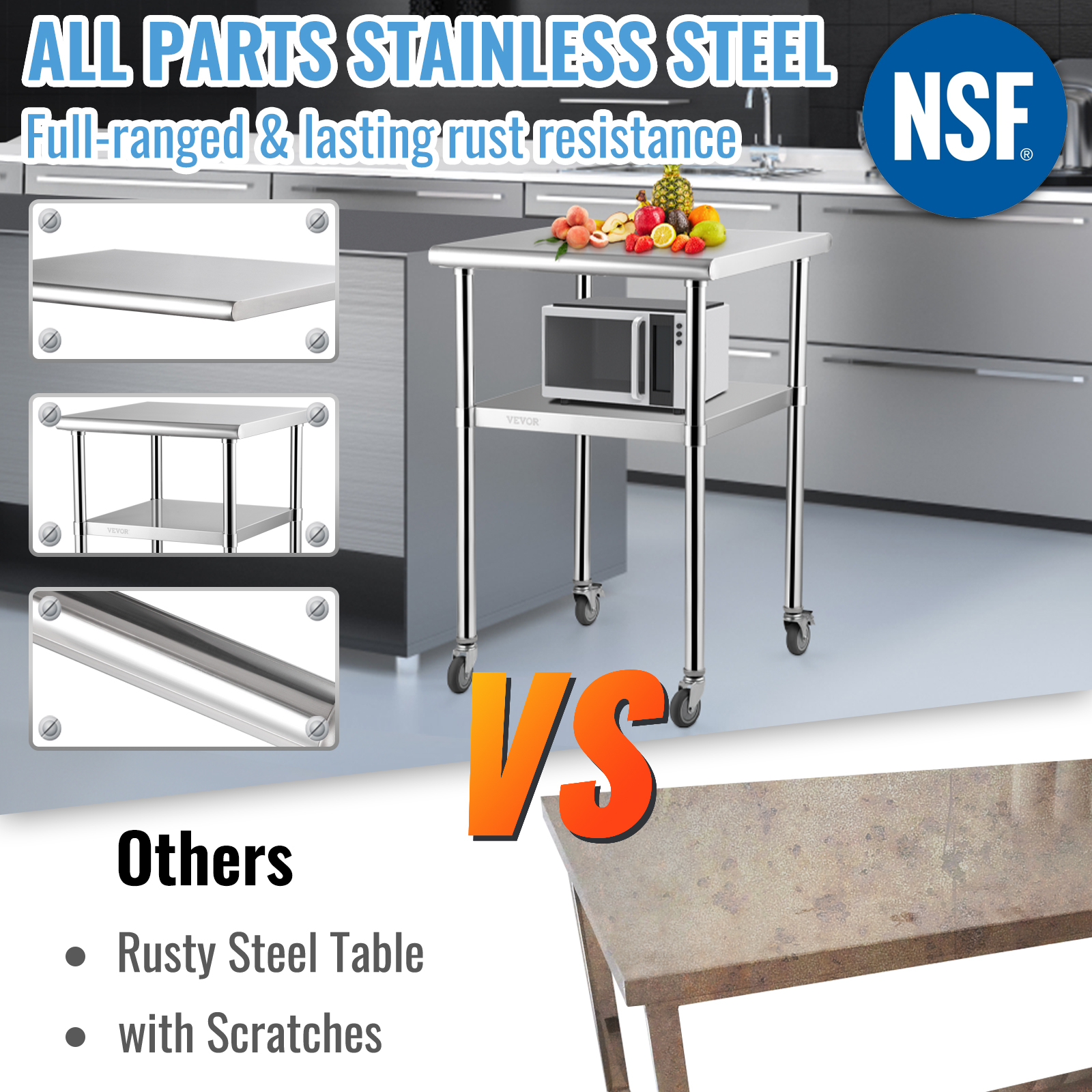 24 x 24 in Stainless Steel Kit - مراجعة Commercial Kitchen Bench وسعره